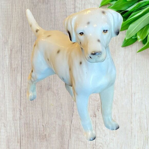 Vintage Dalmatian Dog Ceramic Figurine Made in Japan Tail Up Sweet Face - Picture 5 of 10